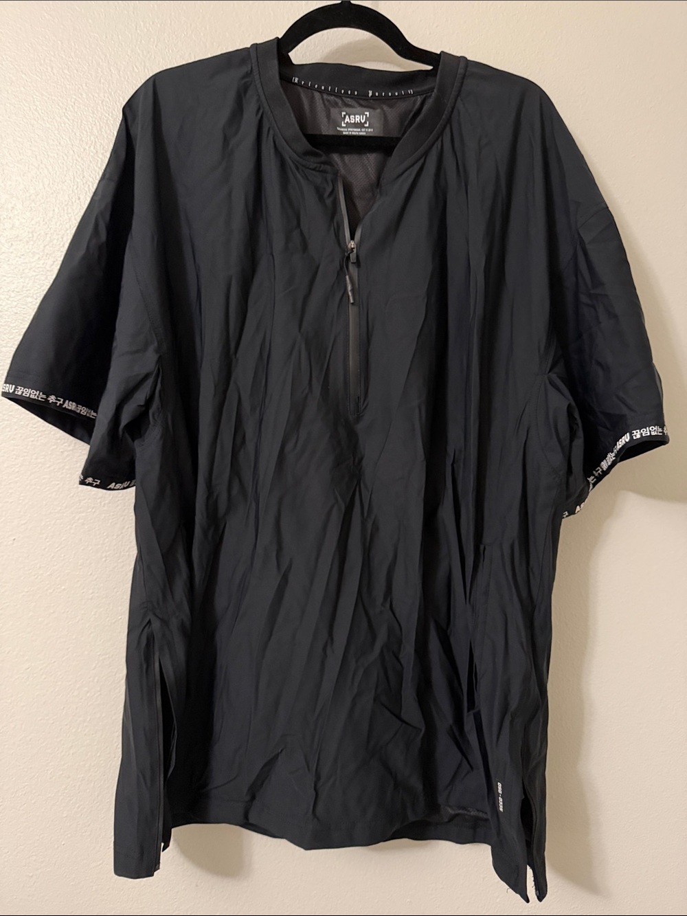 ASRV Black Zip-Neck Athletic Shirt
